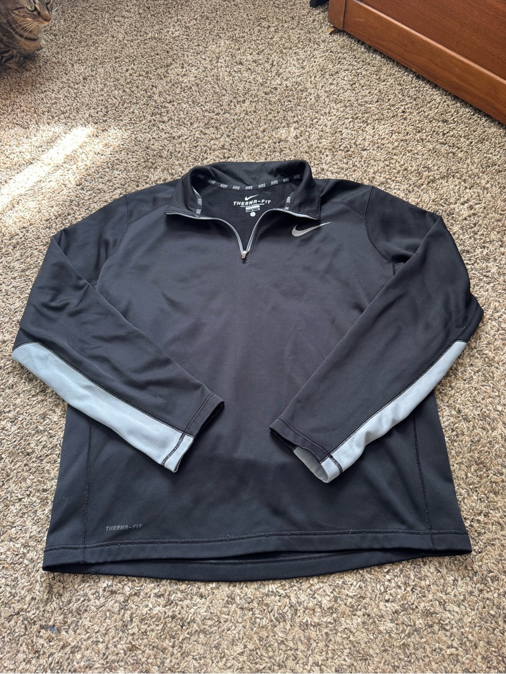 Nike Black Performance 1/4 Zip Pullover with Gray Sleeve Panels